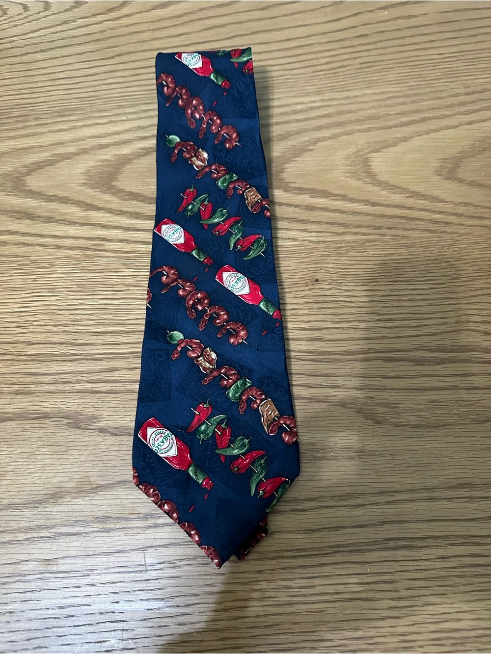 Tobasco 100% Silk Tie with Hot Sauce and Chili Pepper Motif